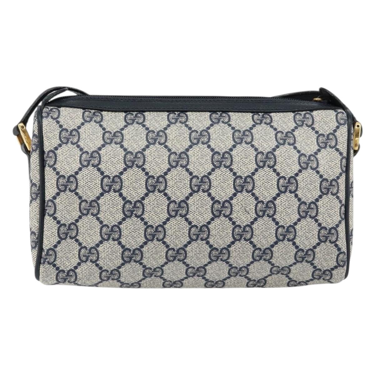 GUCCI GG Supreme Sherry Line Bag PVC Navy Gold Red 89 02 018 Auth 148804