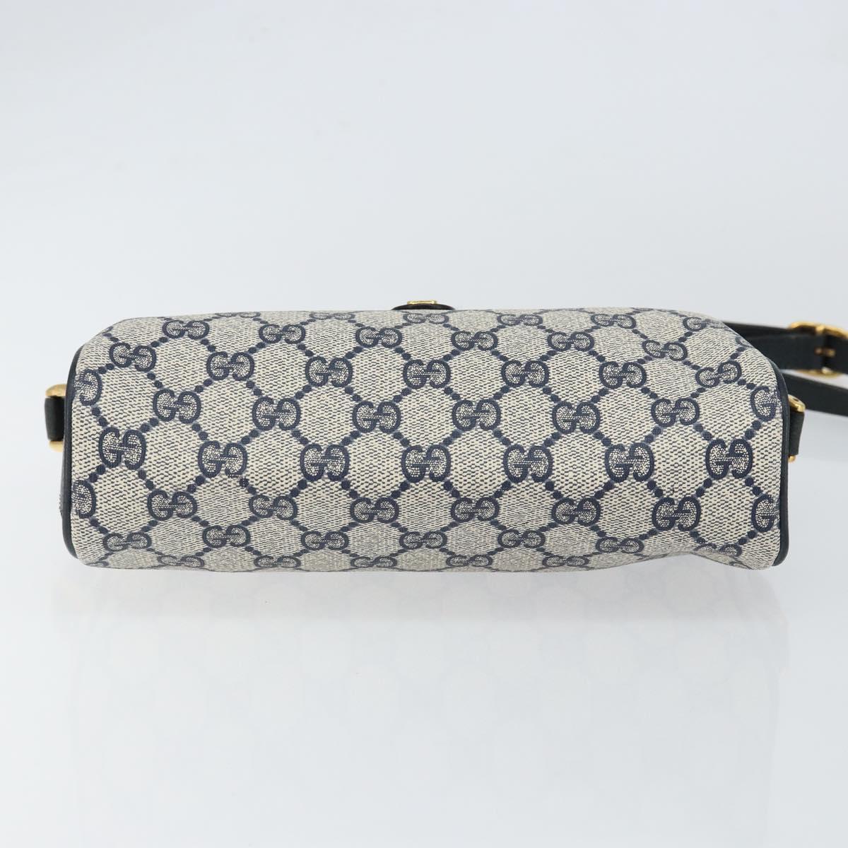 GUCCI GG Supreme Sherry Line Bag PVC Navy Gold Red 89 02 018 Auth 148804