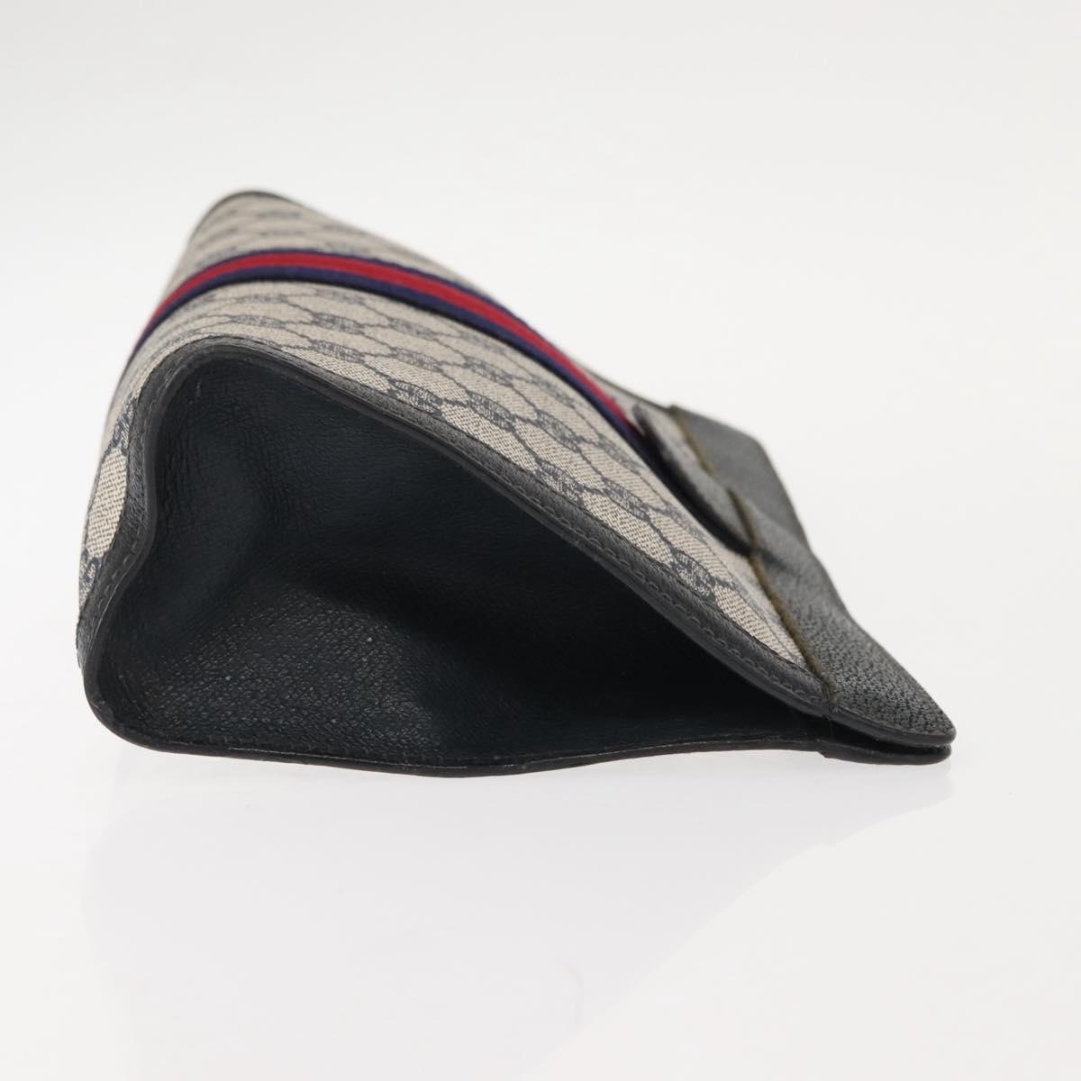 GUCCI GG Supreme Sherry Line Clutch Bag PVC Navy Red 67 014 2125 Auth 148805