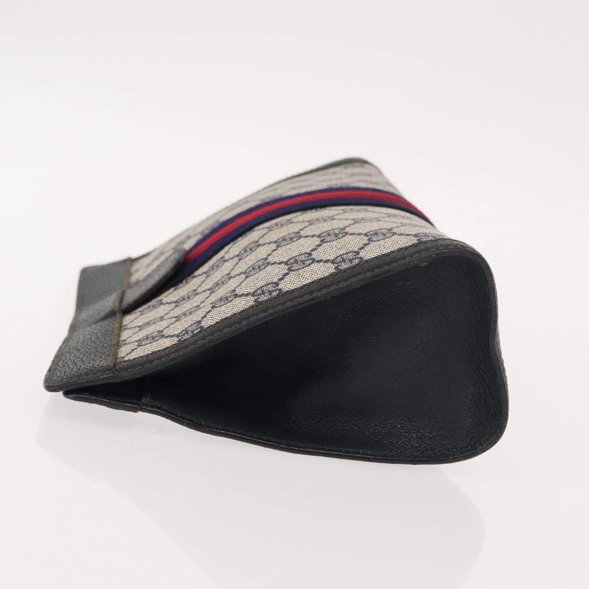GUCCI GG Supreme Sherry Line Clutch Bag PVC Navy Red 67 014 2125 Auth 148805
