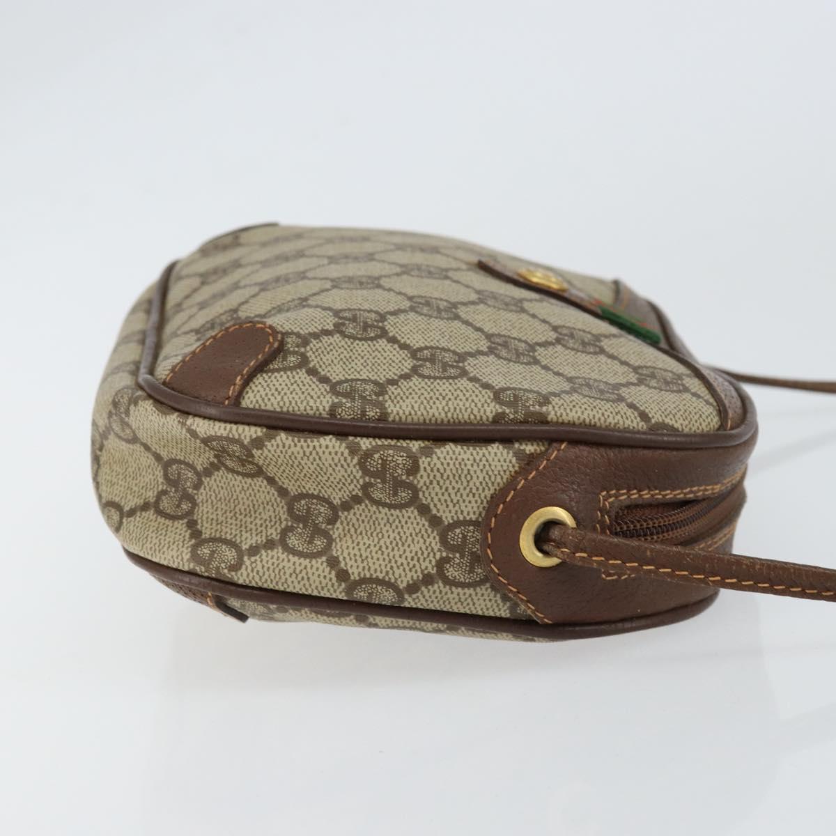 GUCCI GG Supreme Web Sherry Line Bag PVC Beige Gold Red 89 02 066 Auth 148807