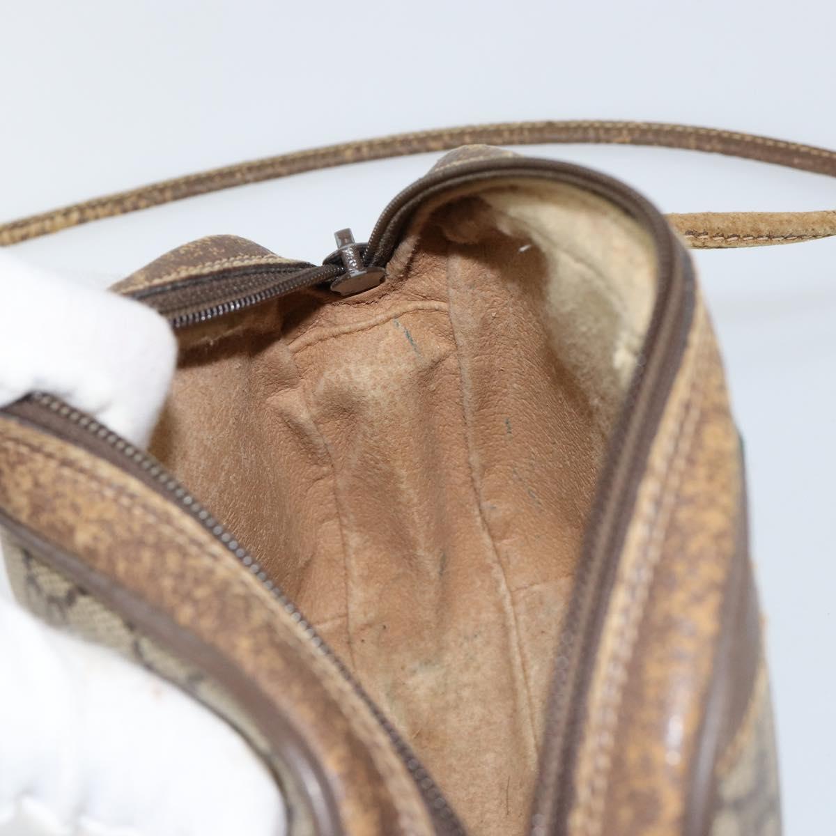 GUCCI GG Supreme Web Sherry Line Bag PVC Beige Gold Red 89 02 066 Auth 148808