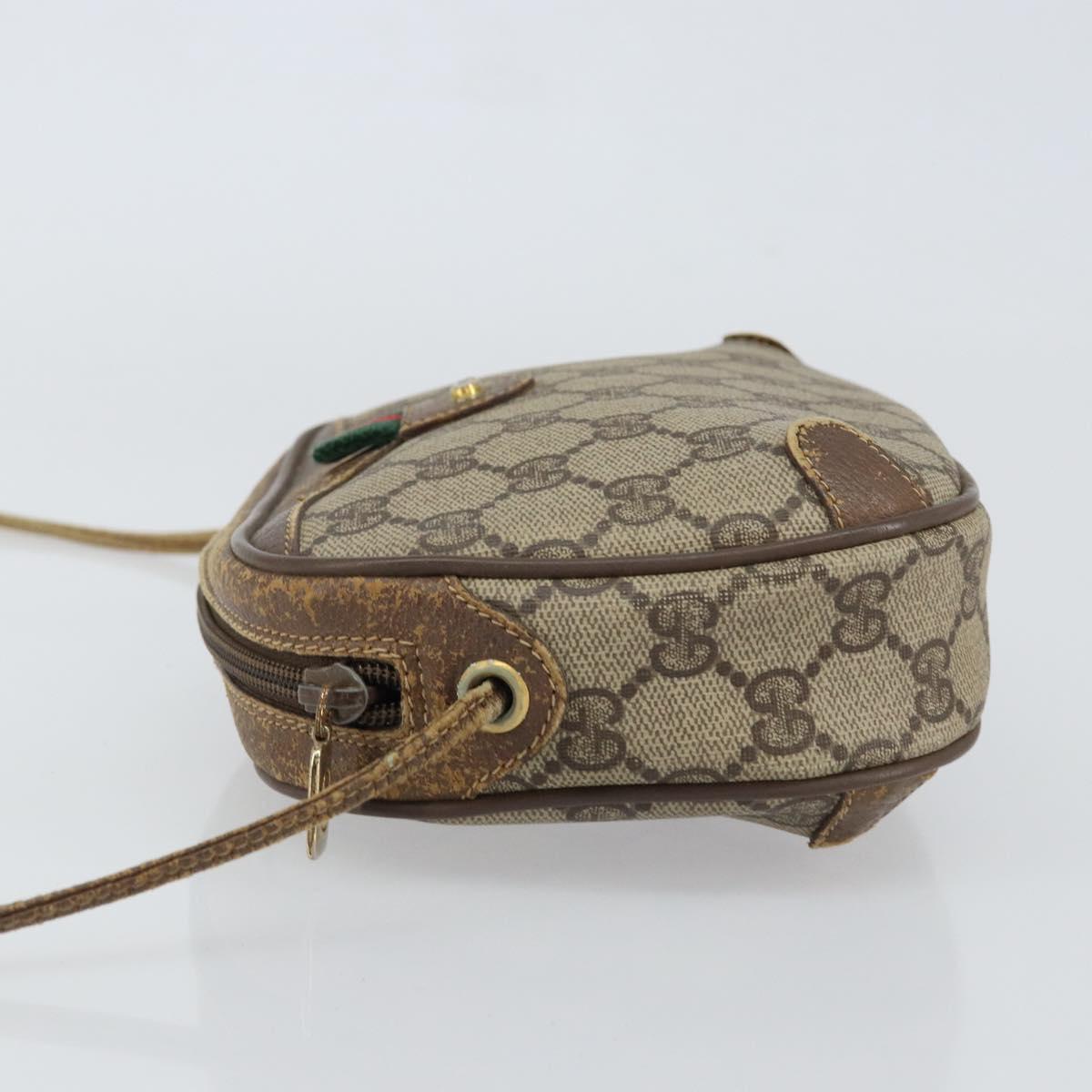 GUCCI GG Supreme Web Sherry Line Bag PVC Beige Gold Red 89 02 066 Auth 148808