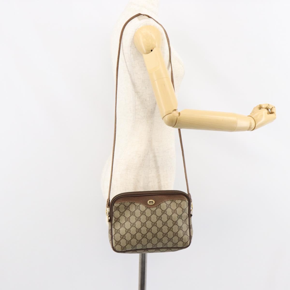 GUCCI GG Supreme Shoulder Bag PVC Beige Gold 97 02 068 Auth 148809