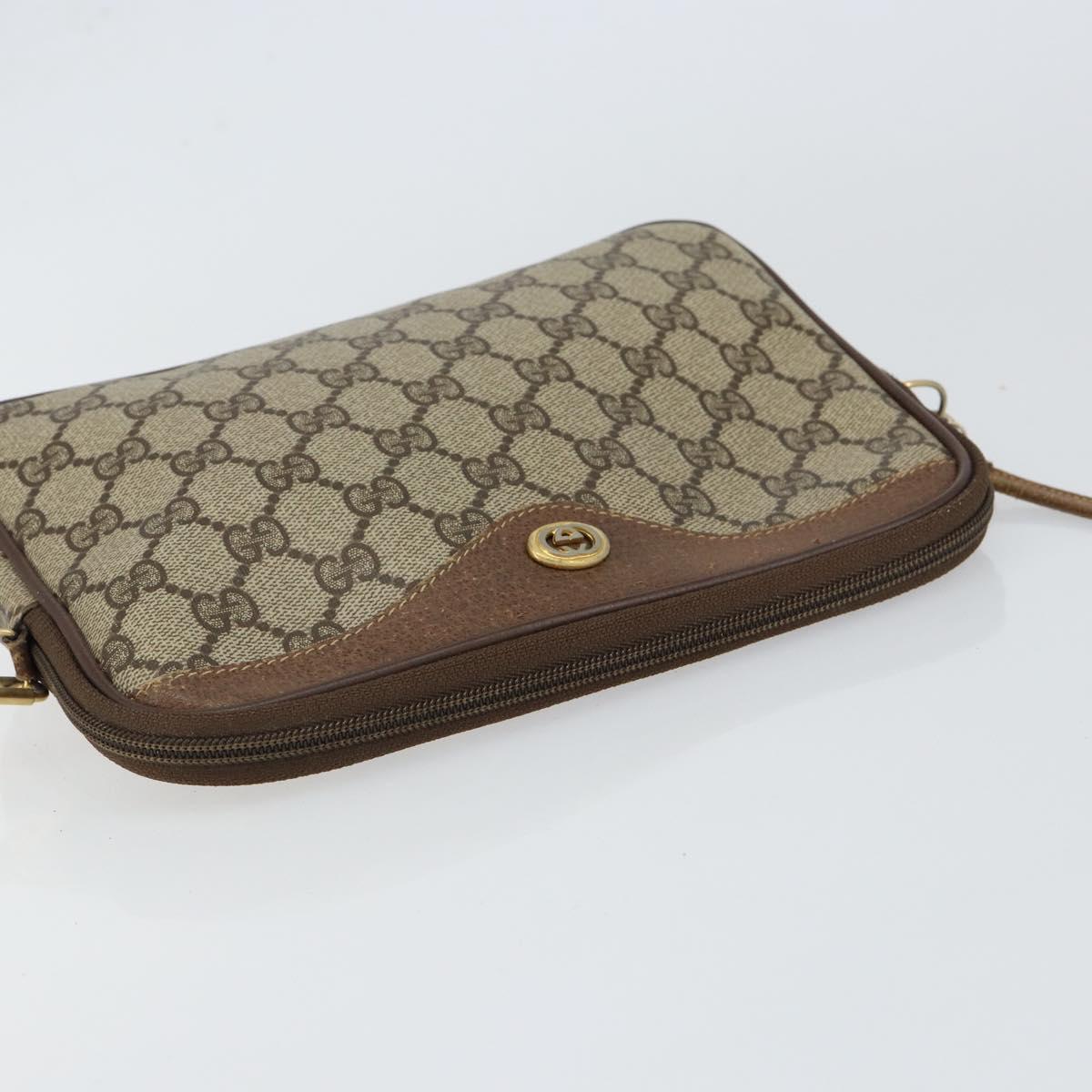 GUCCI GG Supreme Shoulder Bag PVC Beige Gold 97 02 068 Auth 148809