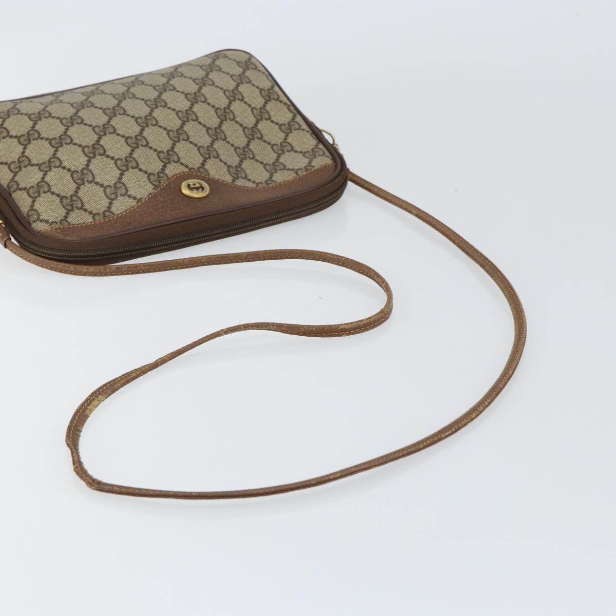 GUCCI GG Supreme Shoulder Bag PVC Beige Gold 97 02 068 Auth 148809