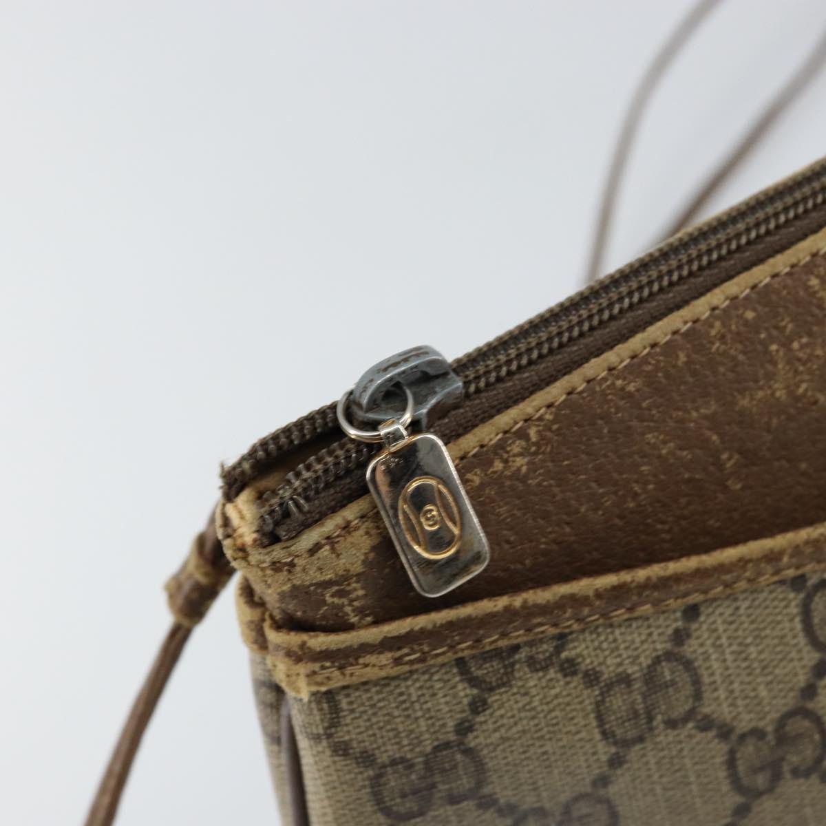 GUCCI GG Supreme Web Sherry Line Bag PVC Beige Gold Red 904 02 026 Auth 148810