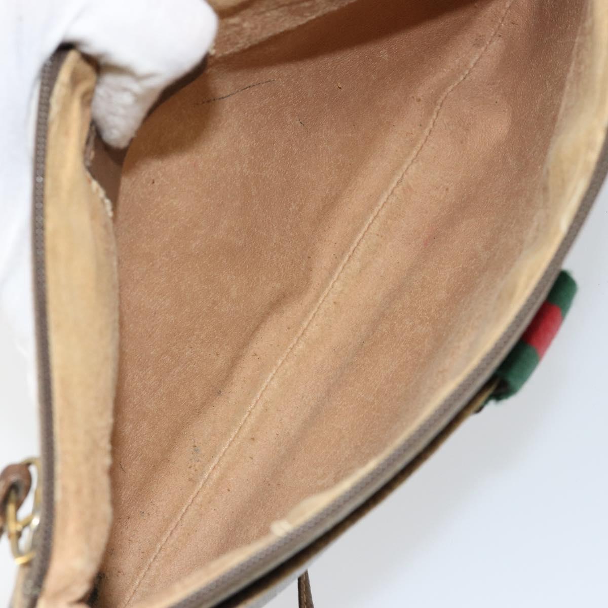 GUCCI GG Supreme Web Sherry Line Bag PVC Beige Gold Red 904 02 026 Auth 148810