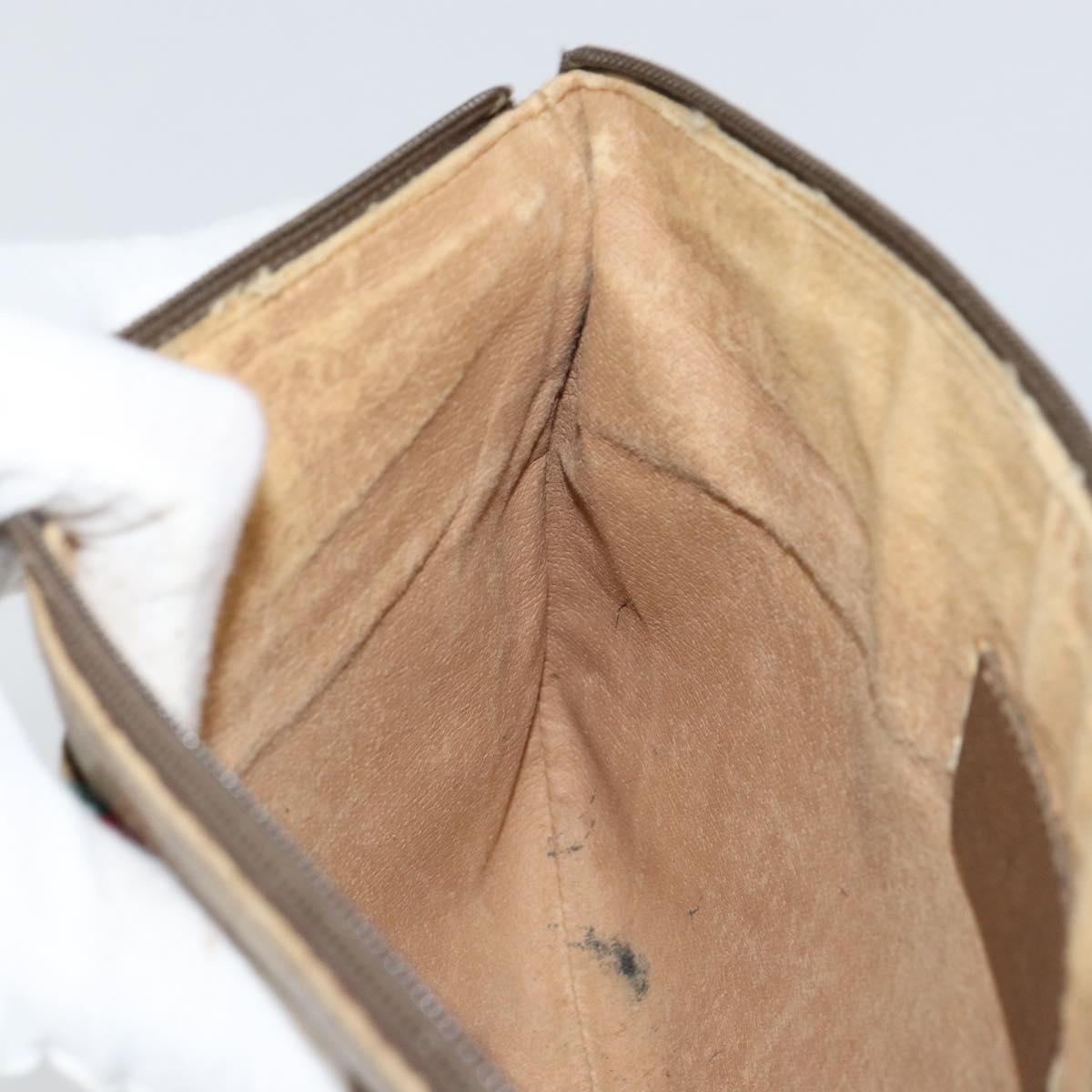 GUCCI GG Supreme Web Sherry Line Bag PVC Beige Gold Red 904 02 026 Auth 148810