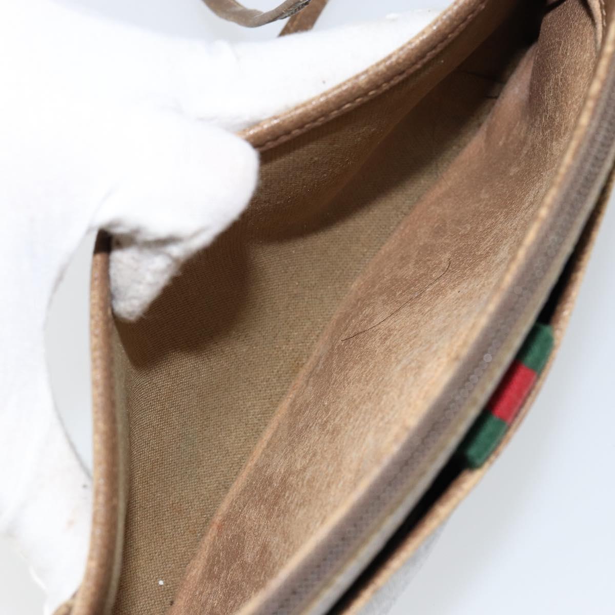 GUCCI GG Supreme Web Sherry Line Bag PVC Beige Gold Red 904 02 026 Auth 148810