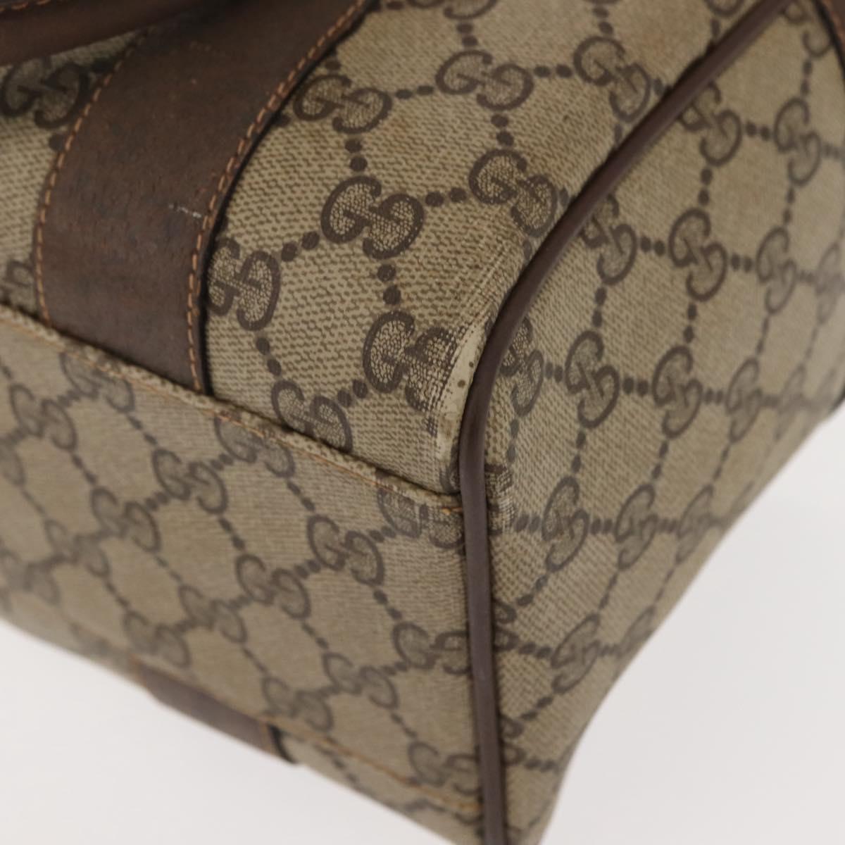 GUCCI GG Supreme Boston Bag PVC Beige Gold 000 40 0207 Auth 148811