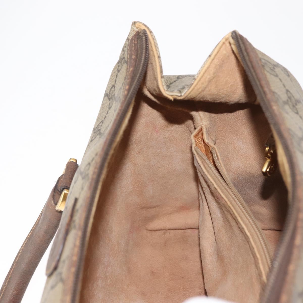 GUCCI GG Supreme Boston Bag PVC Beige Gold 000 40 0207 Auth 148811