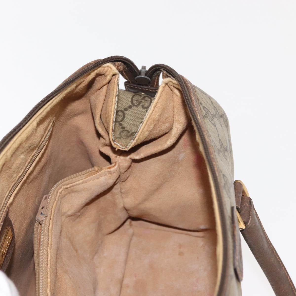 GUCCI GG Supreme Boston Bag PVC Beige Gold 000 40 0207 Auth 148811