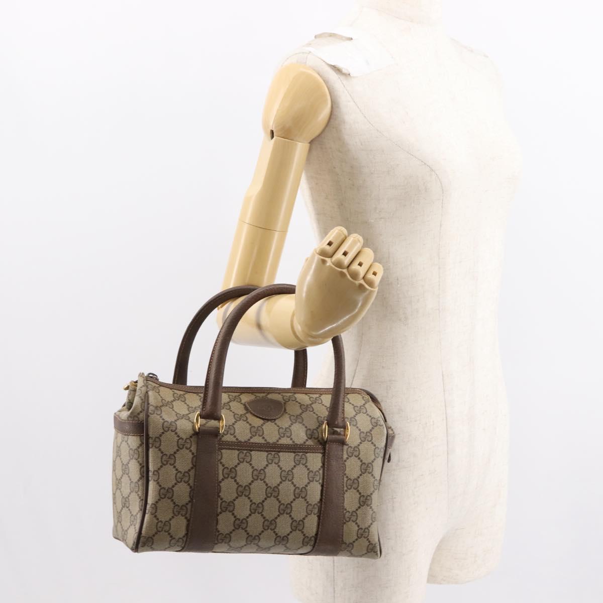 GUCCI GG Supreme Boston Bag PVC Beige Gold 000 40 0207 Auth 148811