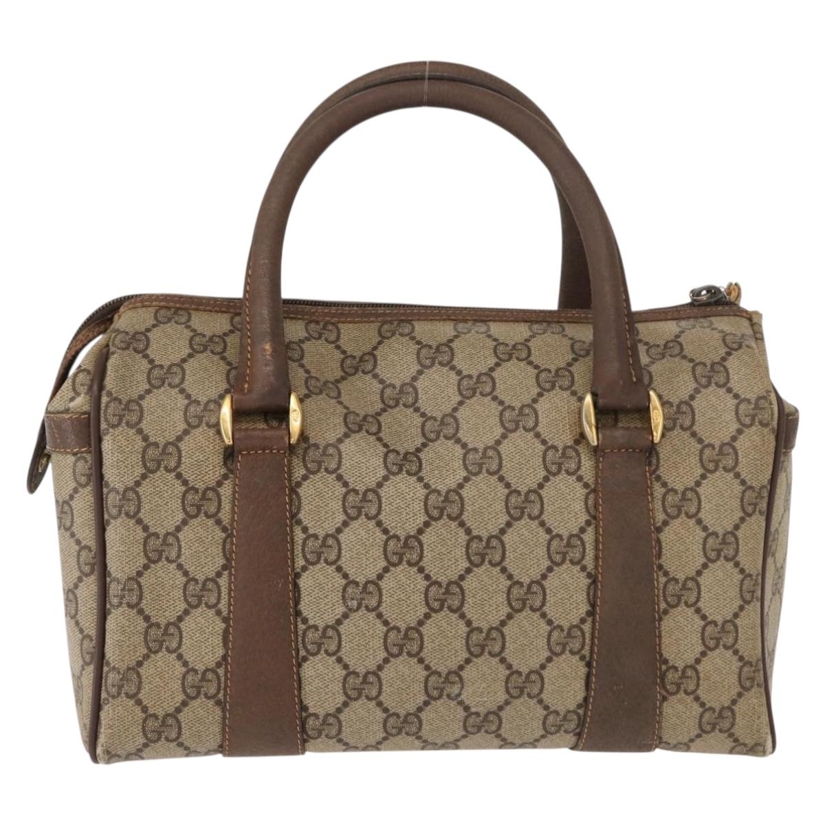 GUCCI GG Supreme Boston Bag PVC Beige Gold 000 40 0207 Auth 148811