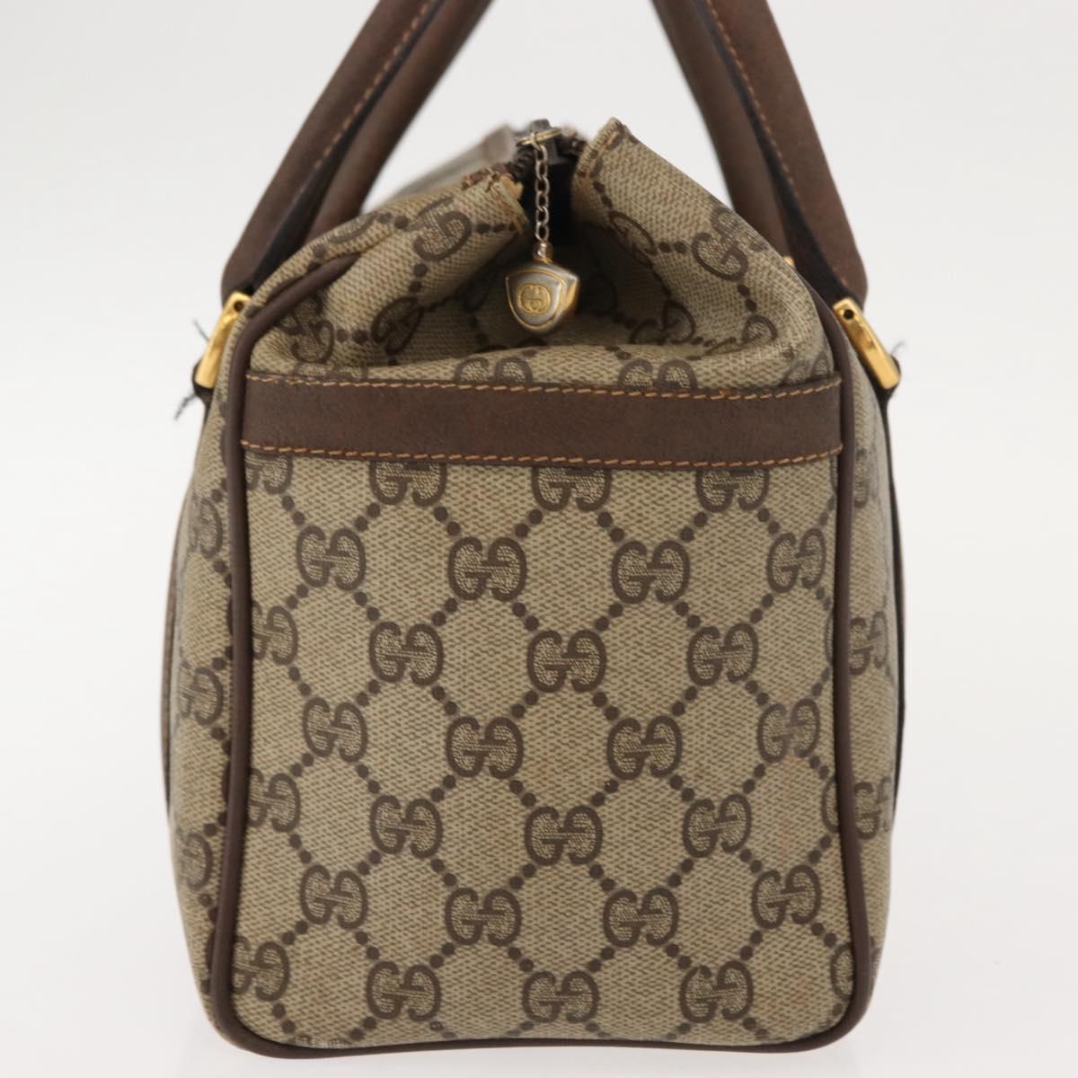 GUCCI GG Supreme Boston Bag PVC Beige Gold 000 40 0207 Auth 148811