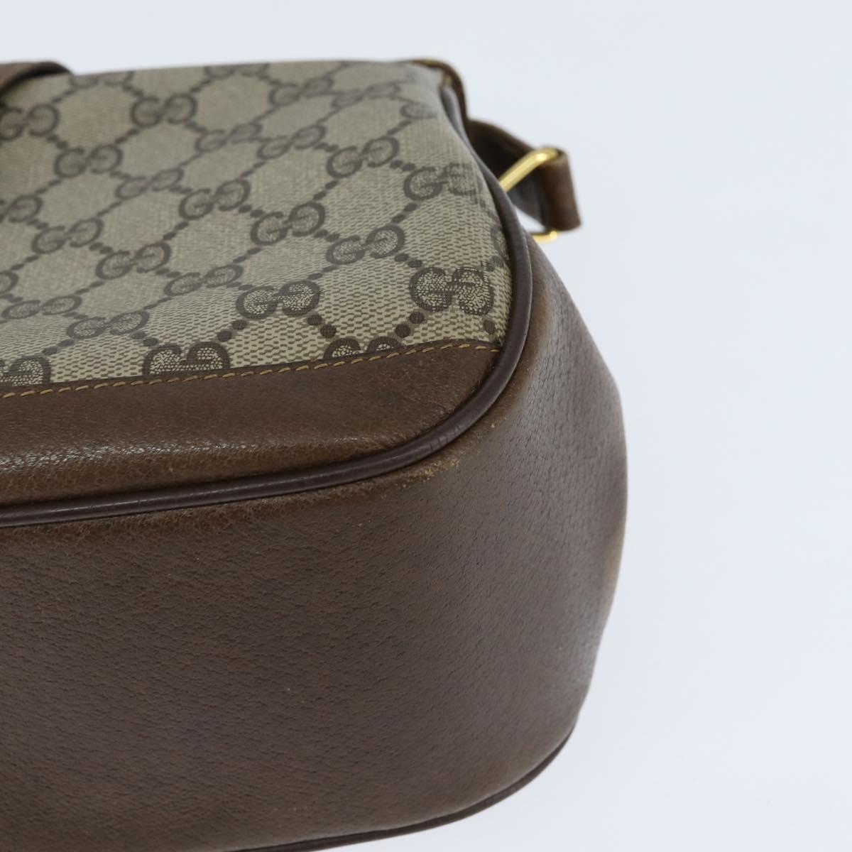 GUCCI GG Supreme Web Sherry Line Bag PVC Beige Gold 116 02 076 Auth 148812
