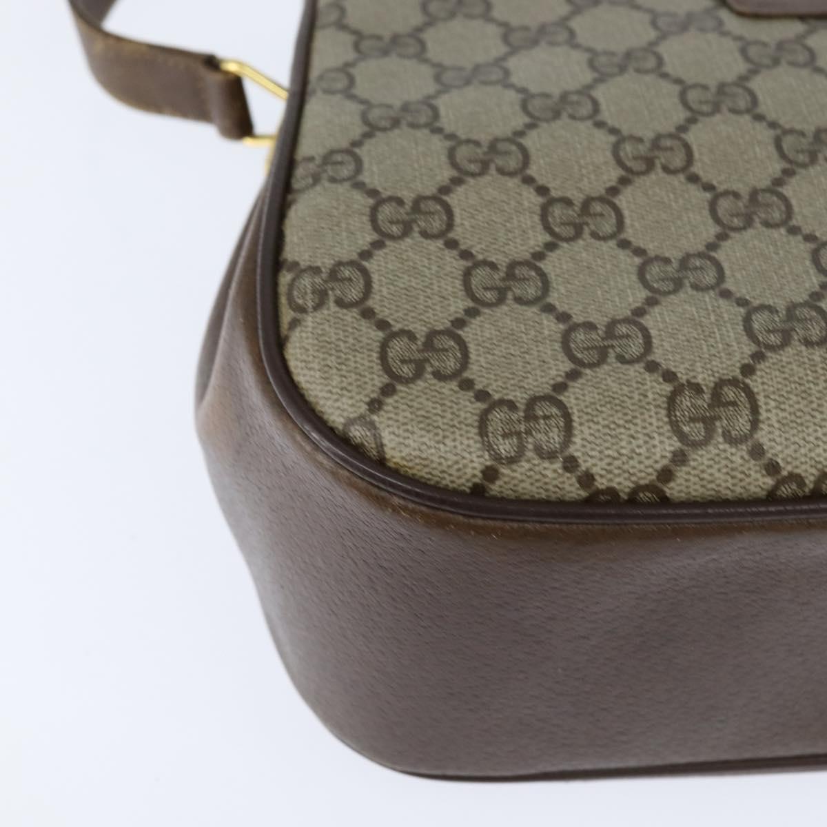 GUCCI GG Supreme Web Sherry Line Bag PVC Beige Gold 116 02 076 Auth 148812