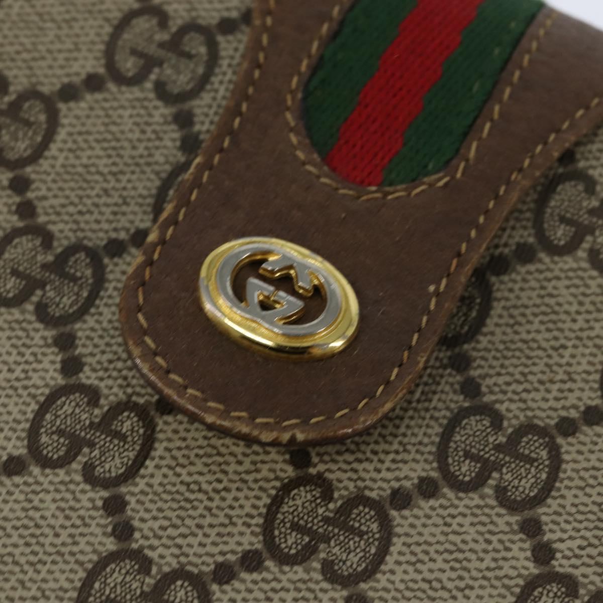 GUCCI GG Supreme Web Sherry Line Bag PVC Beige Gold 116 02 076 Auth 148812