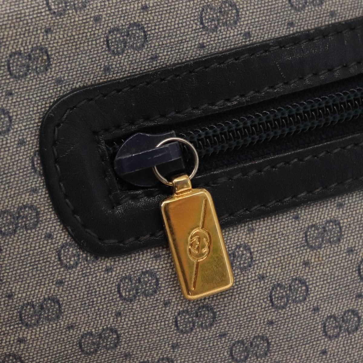 GUCCI Micro GG Supreme Bag PVC Leather Navy Gold 007 58 0014 Auth 148813
