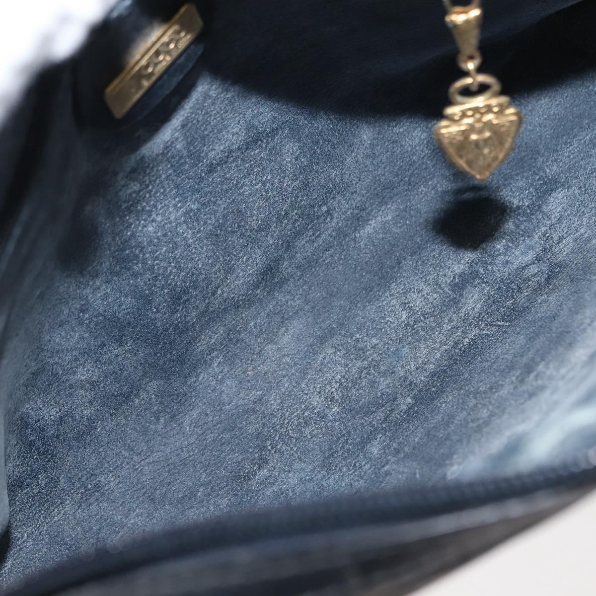 GUCCI Micro GG Supreme Bag PVC Leather Navy Gold 007 58 0014 Auth 148813