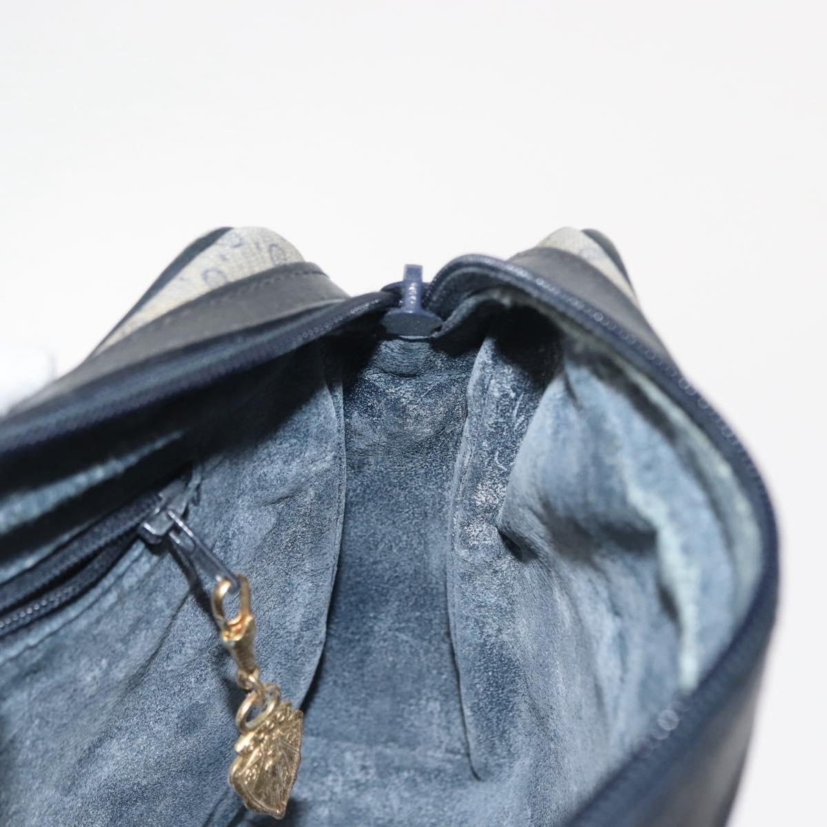 GUCCI Micro GG Supreme Bag PVC Leather Navy Gold 007 58 0014 Auth 148813