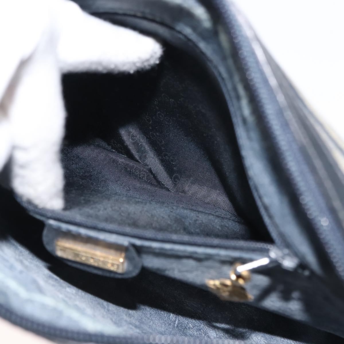 GUCCI Micro GG Supreme Bag PVC Leather Navy Gold 007 58 0014 Auth 148813