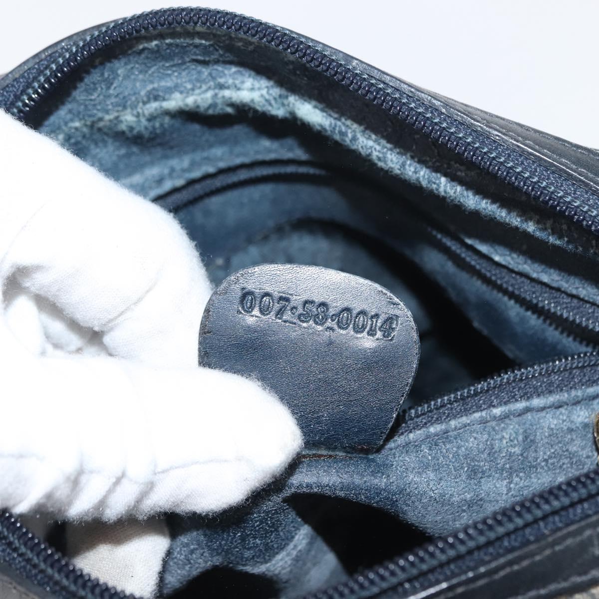 GUCCI Micro GG Supreme Bag PVC Leather Navy Gold 007 58 0014 Auth 148813