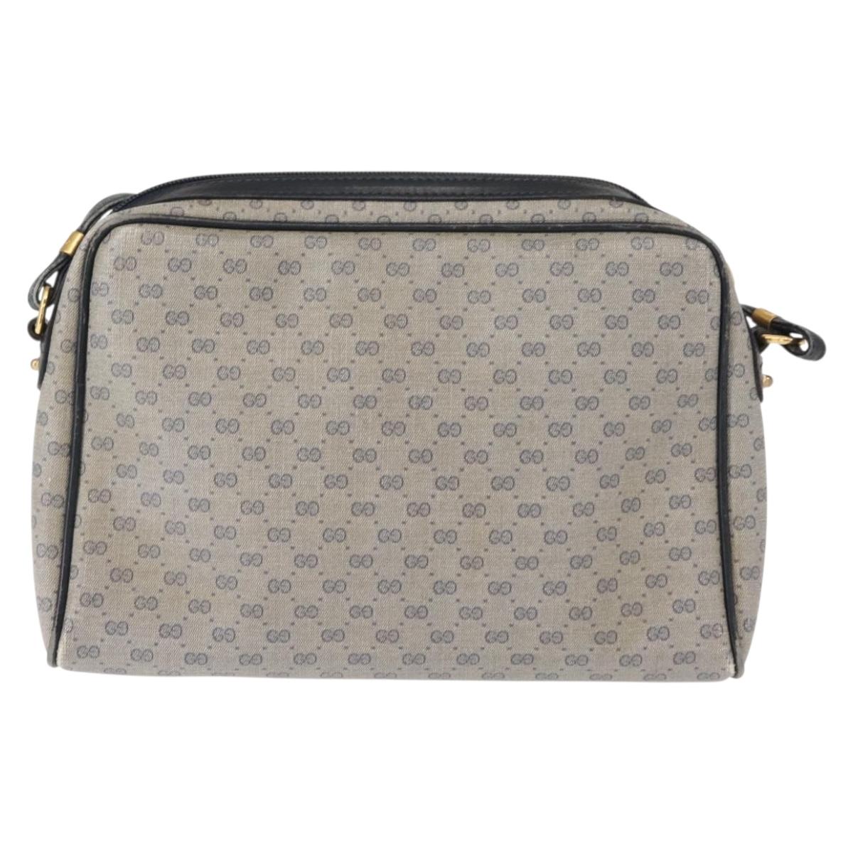 GUCCI Micro GG Supreme Bag PVC Leather Navy Gold 007 58 0014 Auth 148813