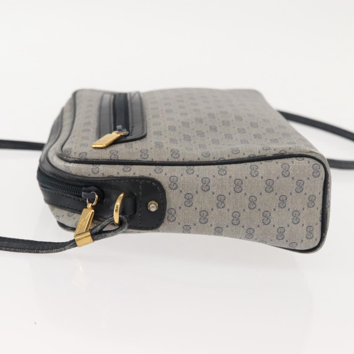 GUCCI Micro GG Supreme Bag PVC Leather Navy Gold 007 58 0014 Auth 148813
