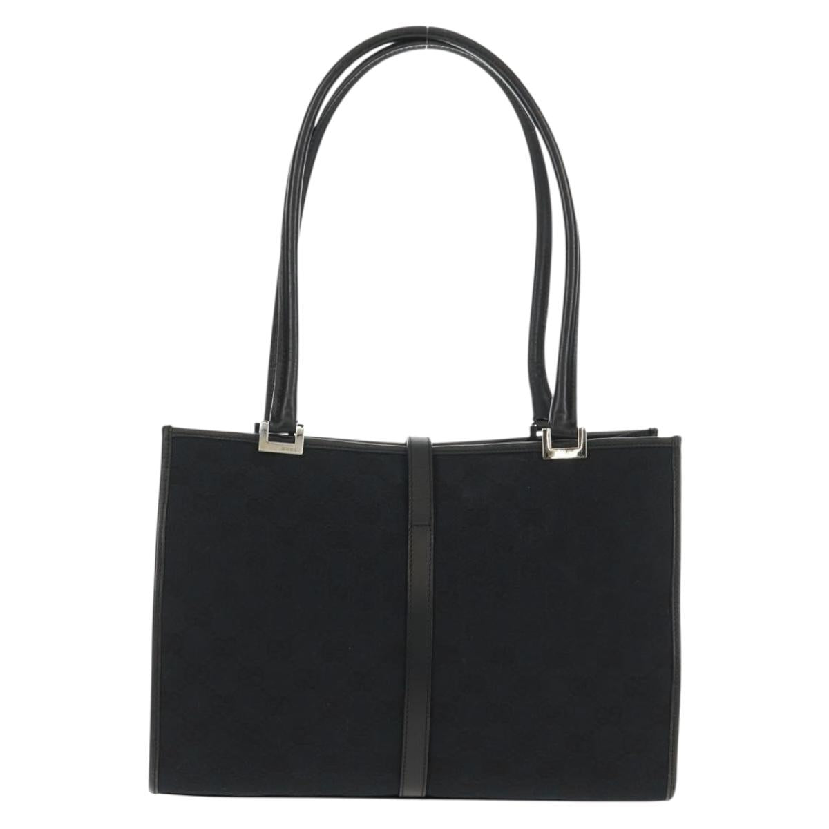 GUCCI GG Canvas Jackie Shoulder Bag Black Silver 002 1073 1781 Auth 148814V