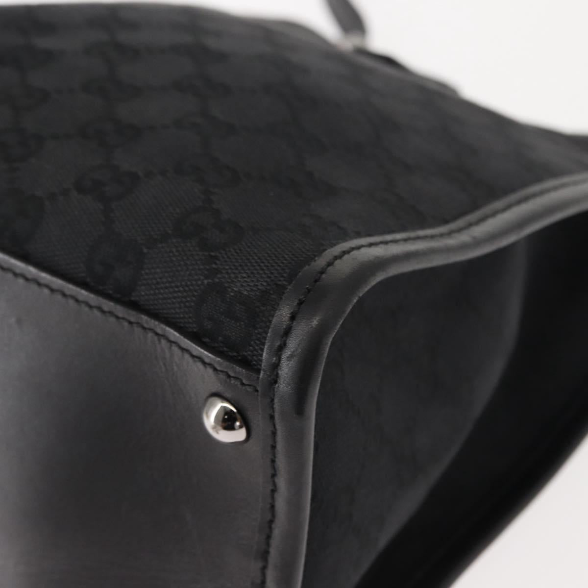 GUCCI GG Canvas Shoulder Bag Black Silver 110292 Auth 148815