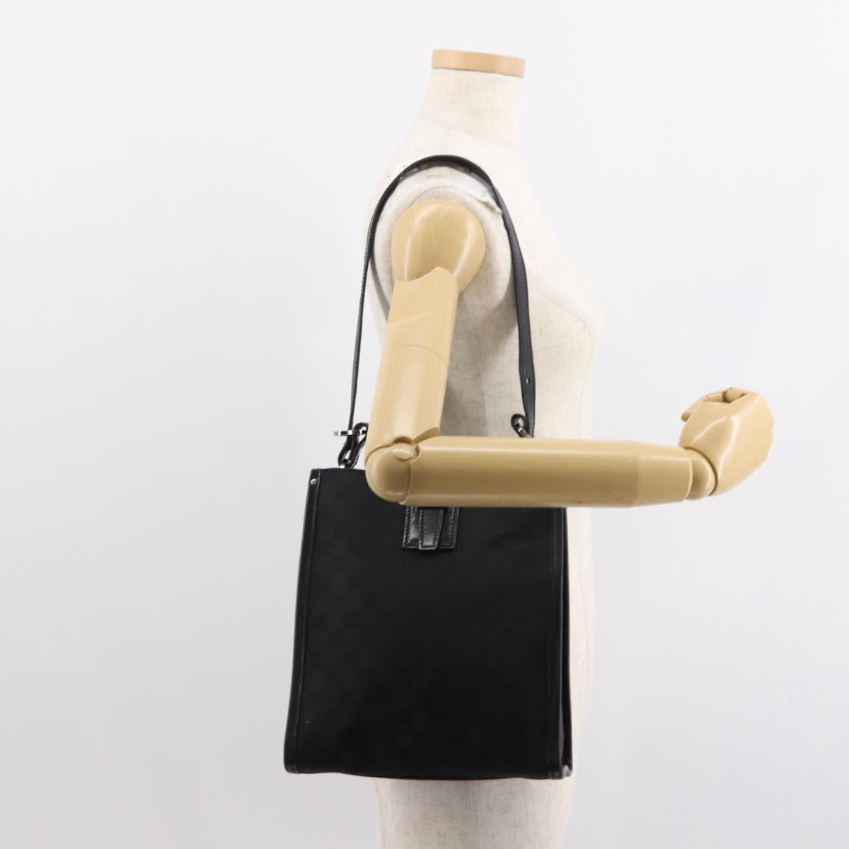 GUCCI GG Canvas Shoulder Bag Black Silver 110292 Auth 148815