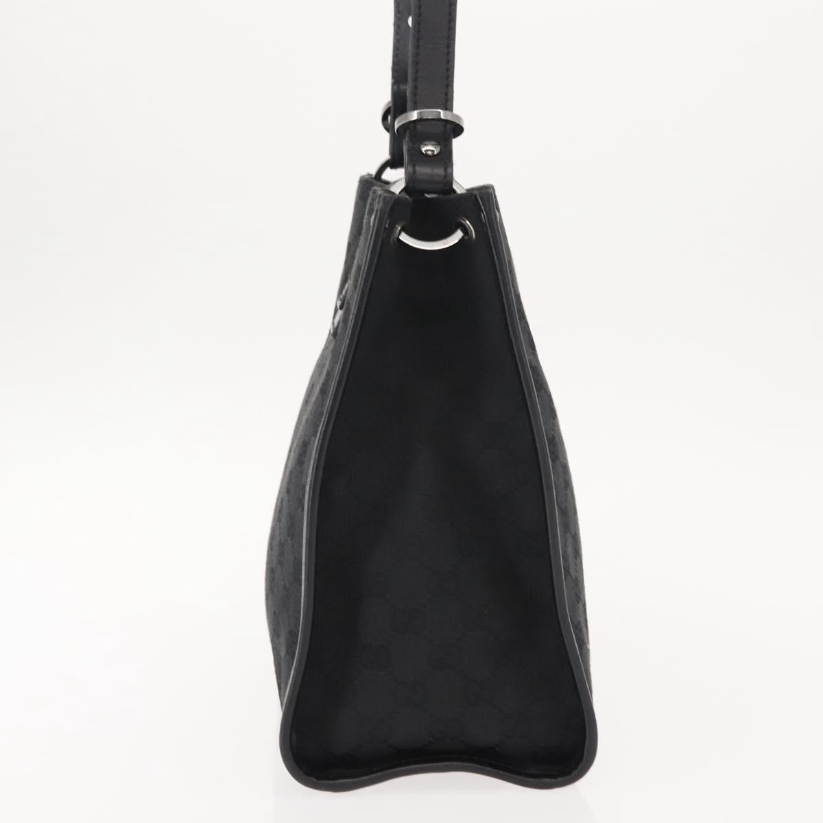 GUCCI GG Canvas Shoulder Bag Black Silver 110292 Auth 148815