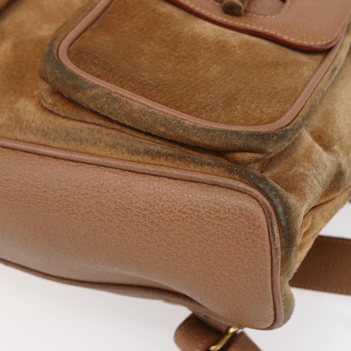 GUCCI Bamboo Backpack Suede Brown Gold 003 2058 0016 Auth 148819