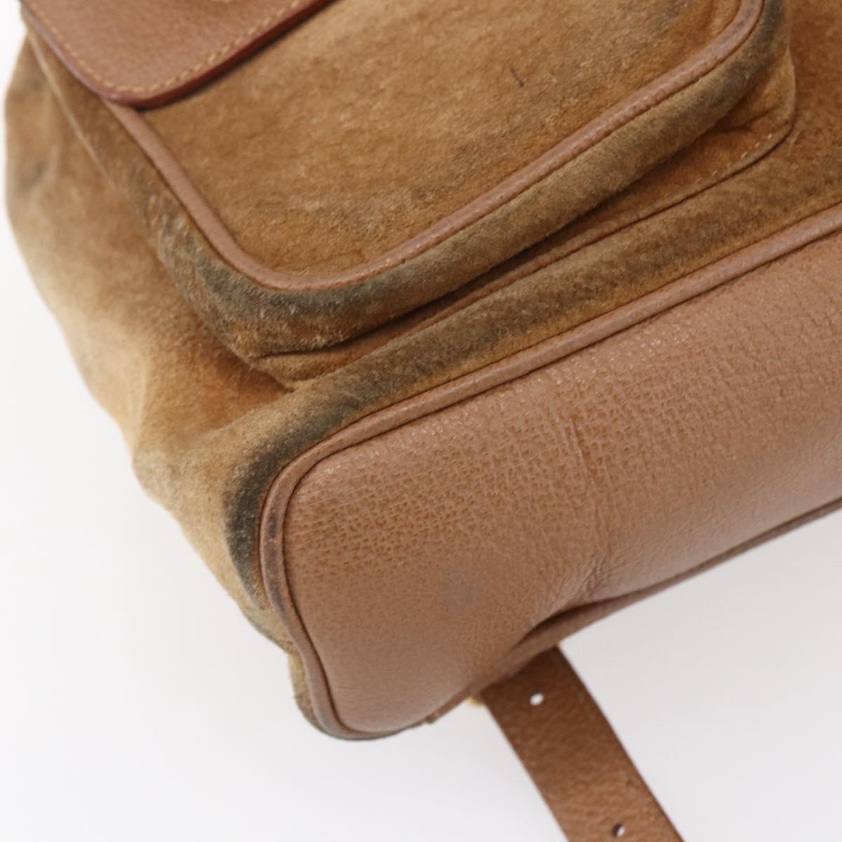 GUCCI Bamboo Backpack Suede Brown Gold 003 2058 0016 Auth 148819