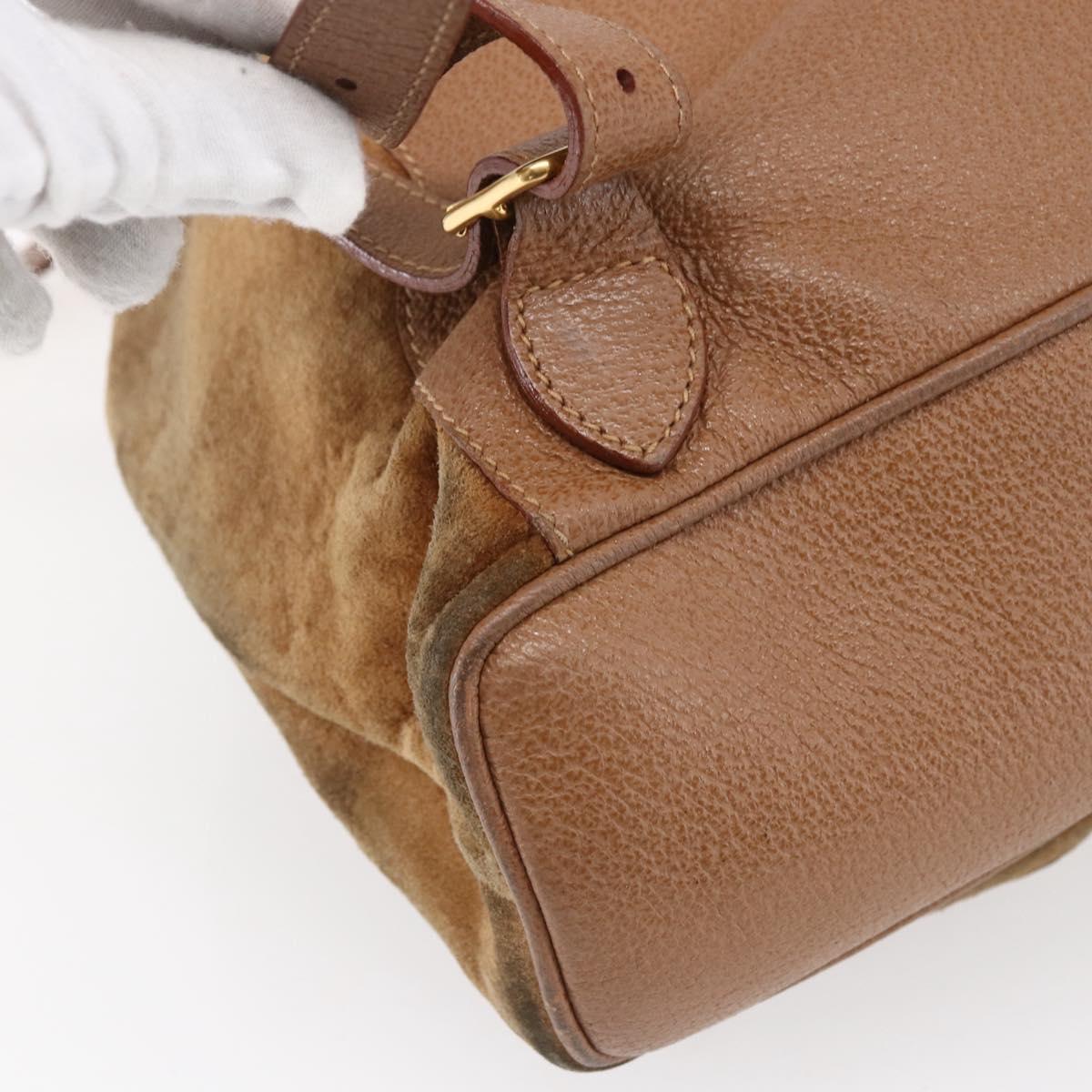 GUCCI Bamboo Backpack Suede Brown Gold 003 2058 0016 Auth 148819