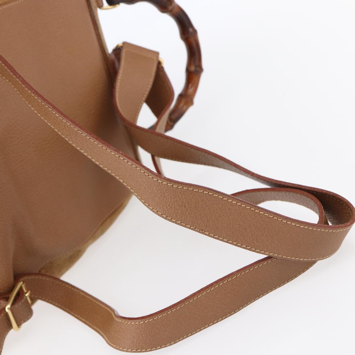 GUCCI Bamboo Backpack Suede Brown Gold 003 2058 0016 Auth 148819