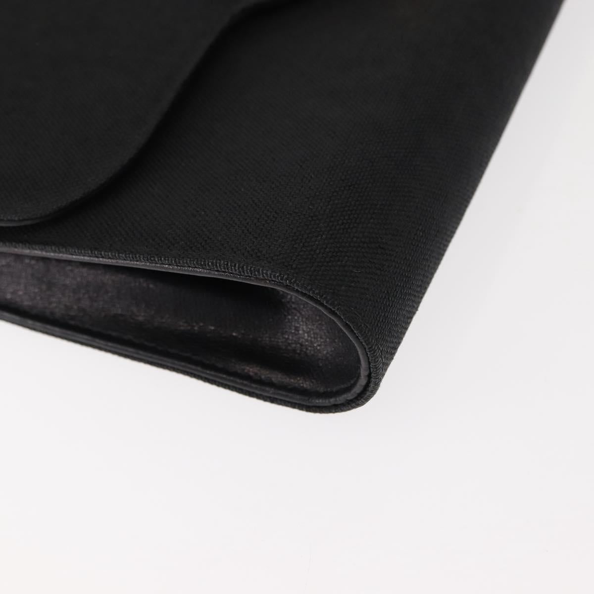 GUCCI Chain Shoulder Bag Nylon Black Gold Auth 148820