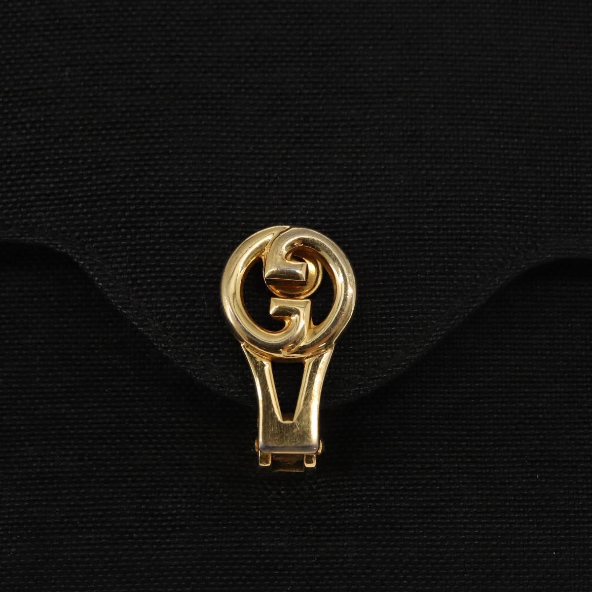 GUCCI Chain Shoulder Bag Nylon Black Gold Auth 148820
