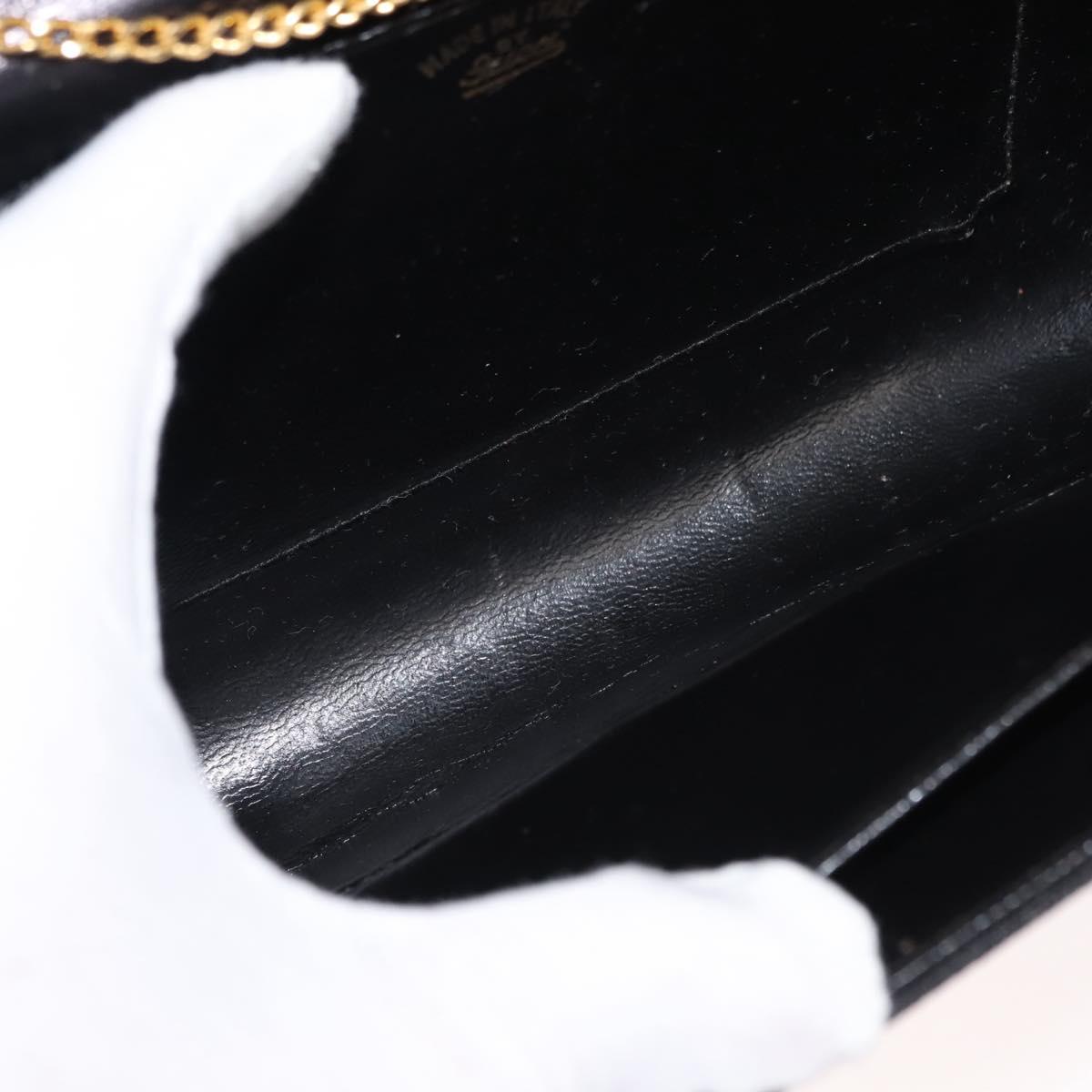 GUCCI Chain Shoulder Bag Nylon Black Gold Auth 148820