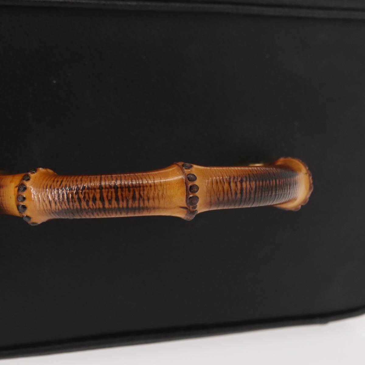 GUCCI Bamboo Vanity Hand Bag Leather Navy Gold 013 122 2491 Auth 148821