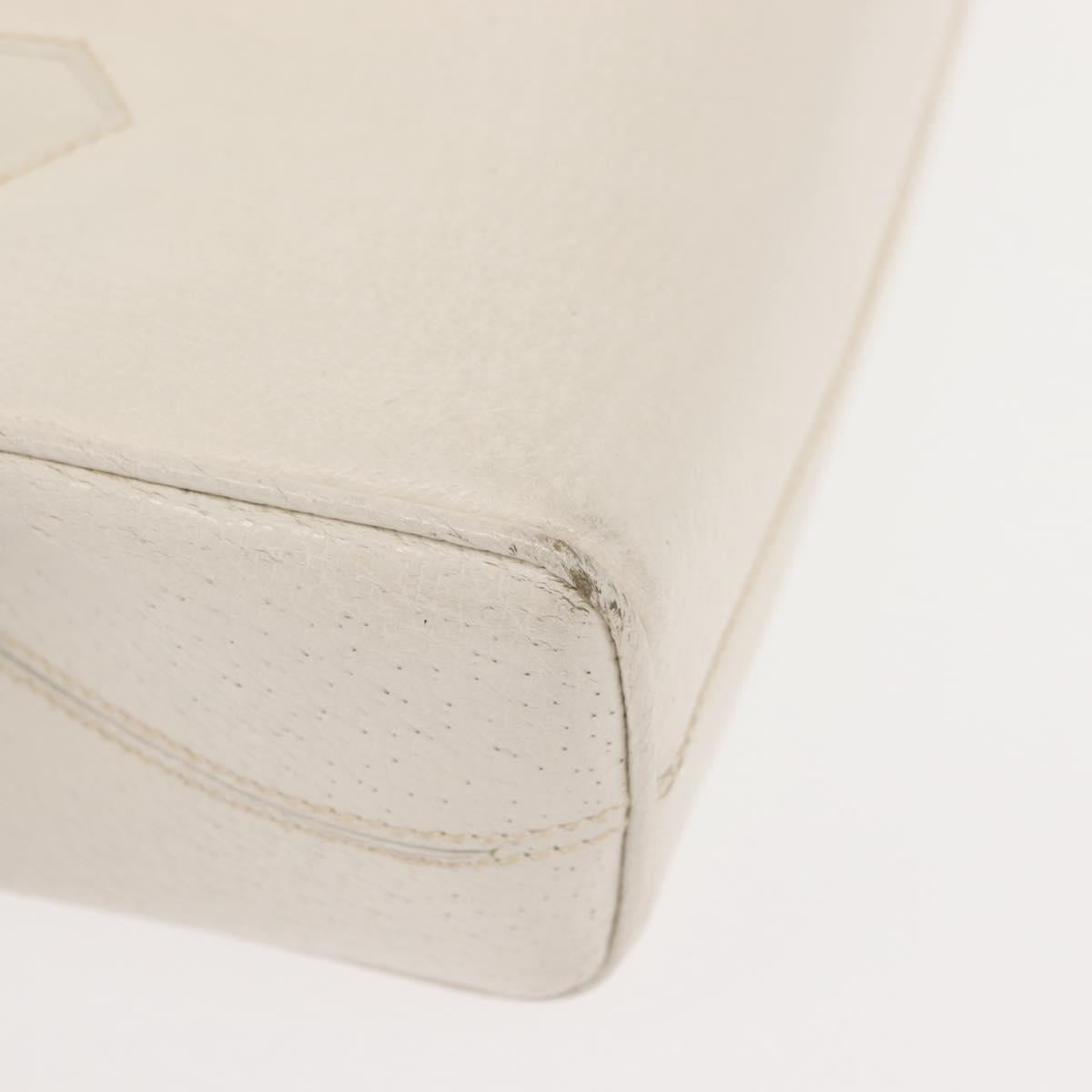 GUCCI Hand Bag Leather White Gold Auth 148822