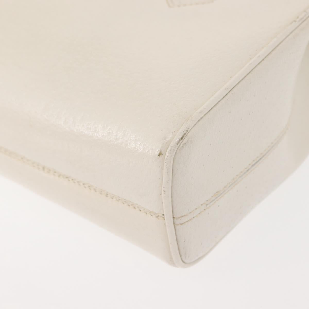 GUCCI Hand Bag Leather White Gold Auth 148822