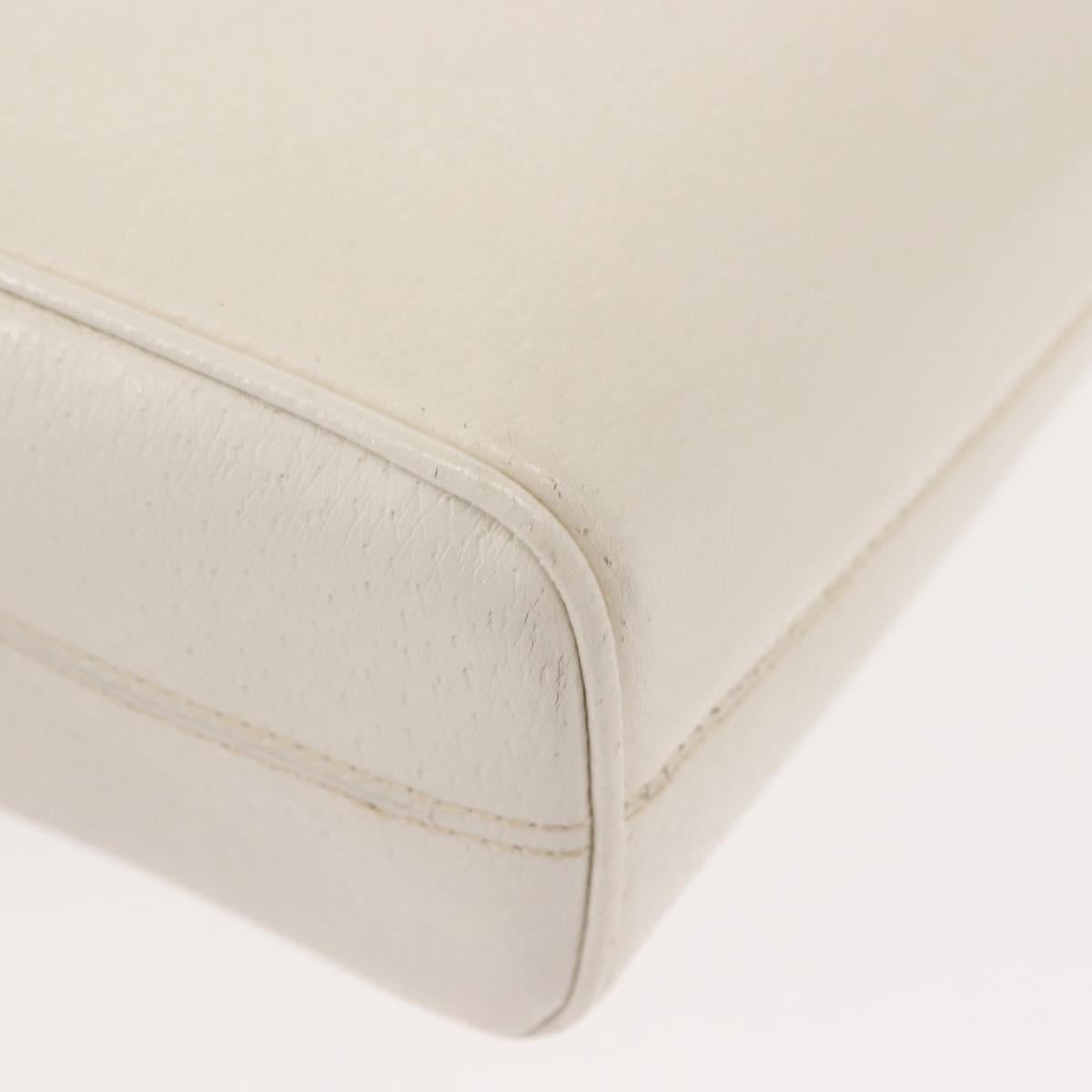 GUCCI Hand Bag Leather White Gold Auth 148822