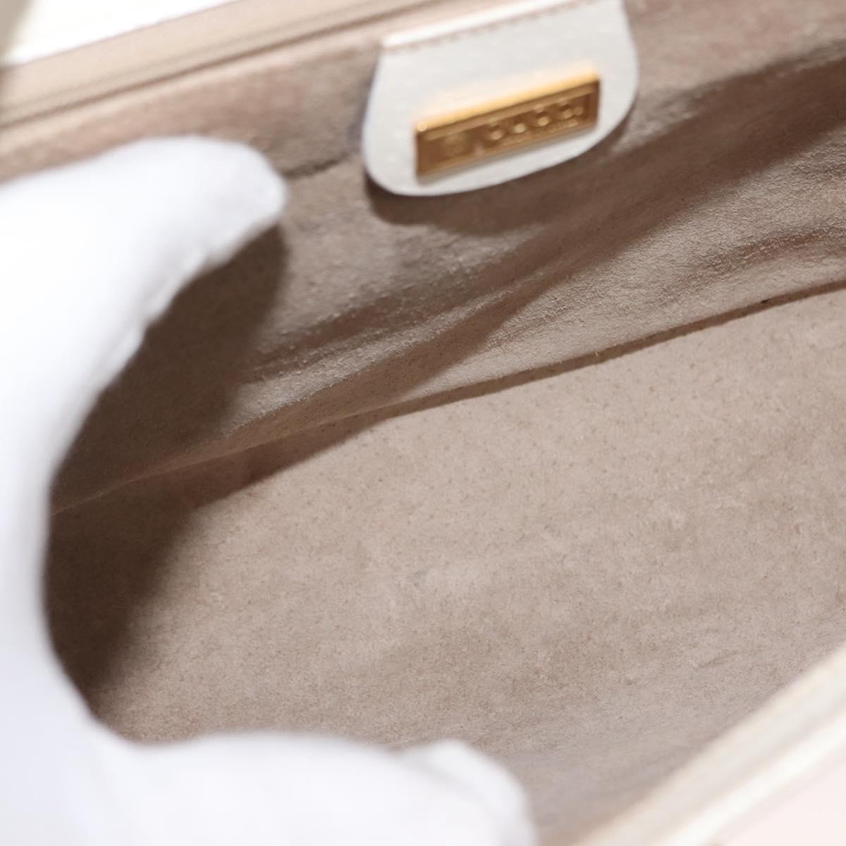 GUCCI Hand Bag Leather White Gold Auth 148822