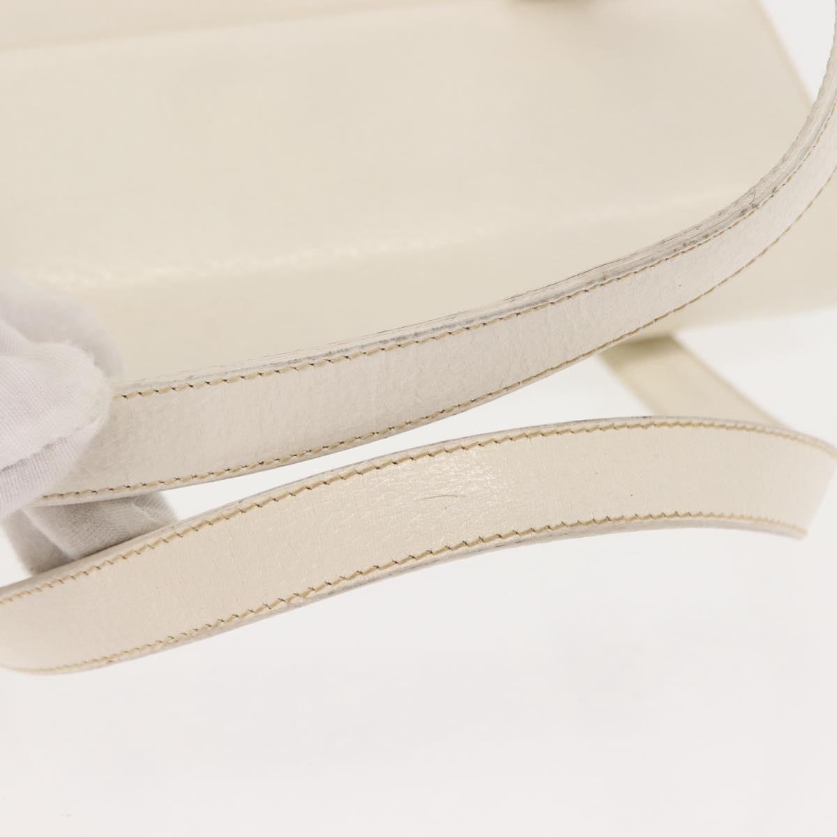 GUCCI Hand Bag Leather White Gold Auth 148822