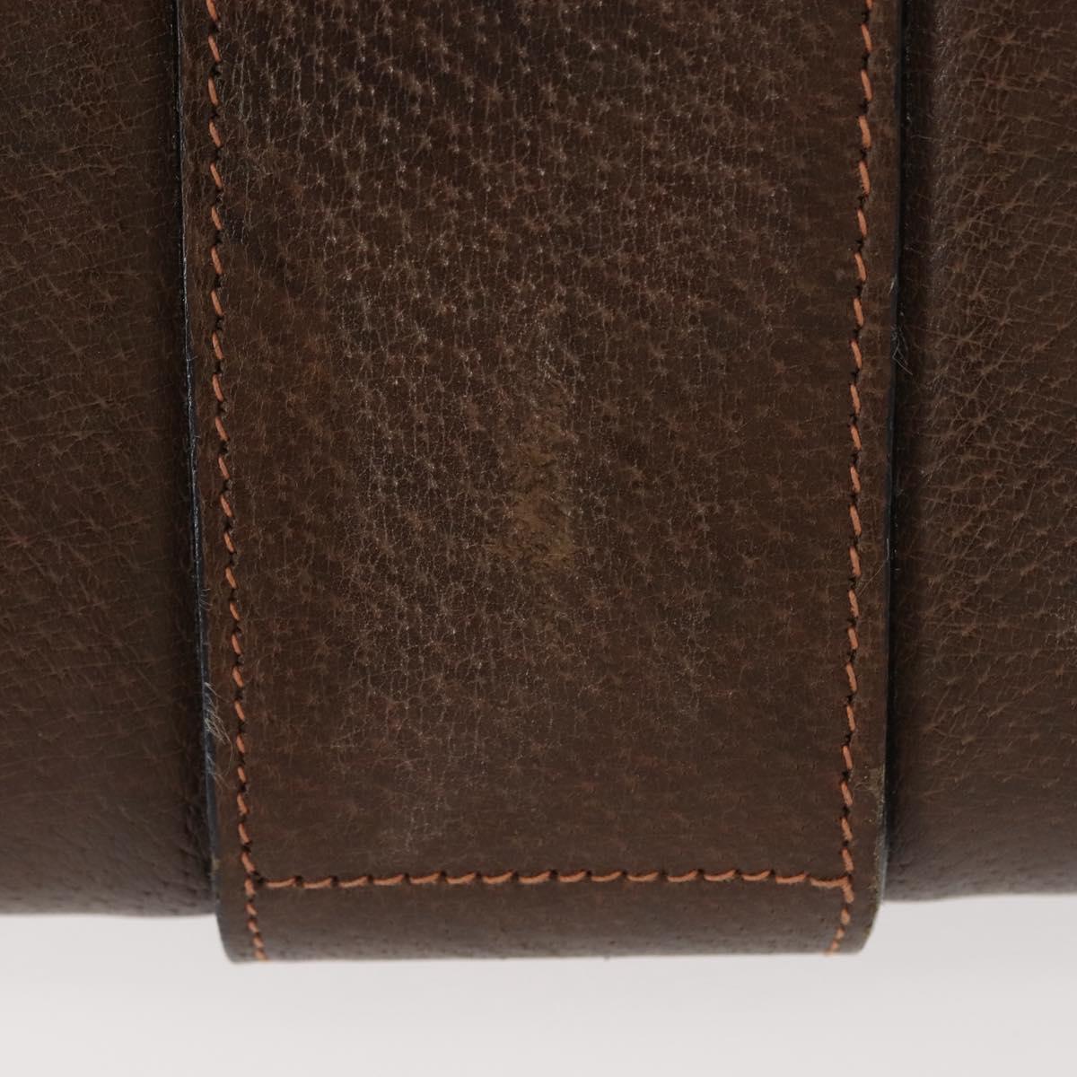 GUCCI Web Sherry Line Chain Shoulder Bag Leather Vintage Brown Gold Auth 148829