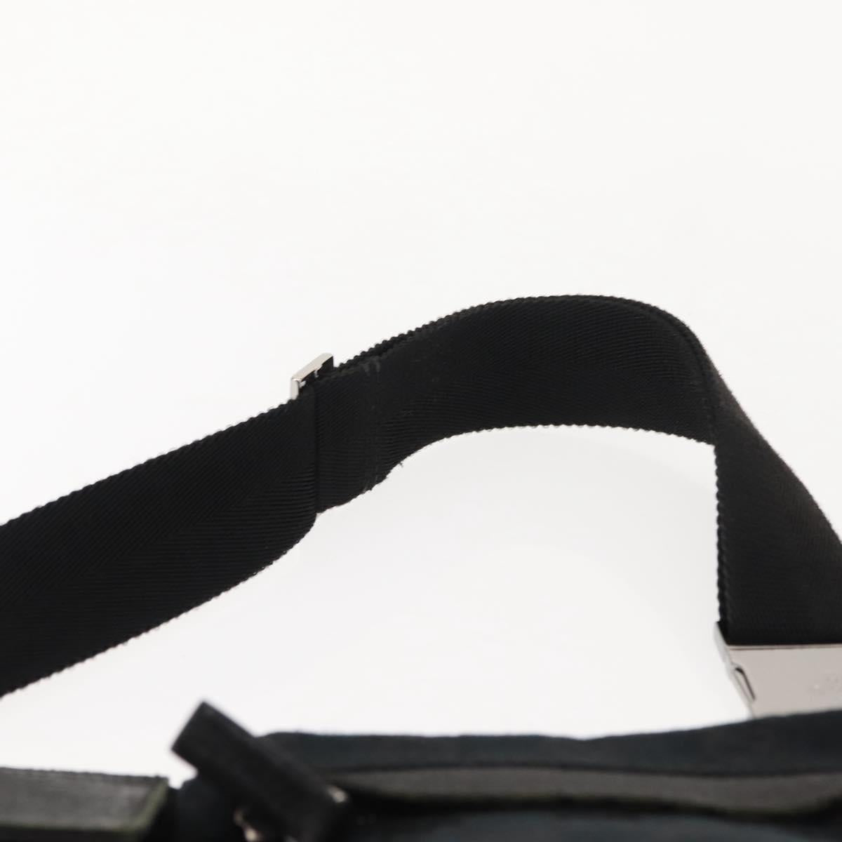 GUCCI GG Canvas Waist bag Black Silver 28566 Auth 148834