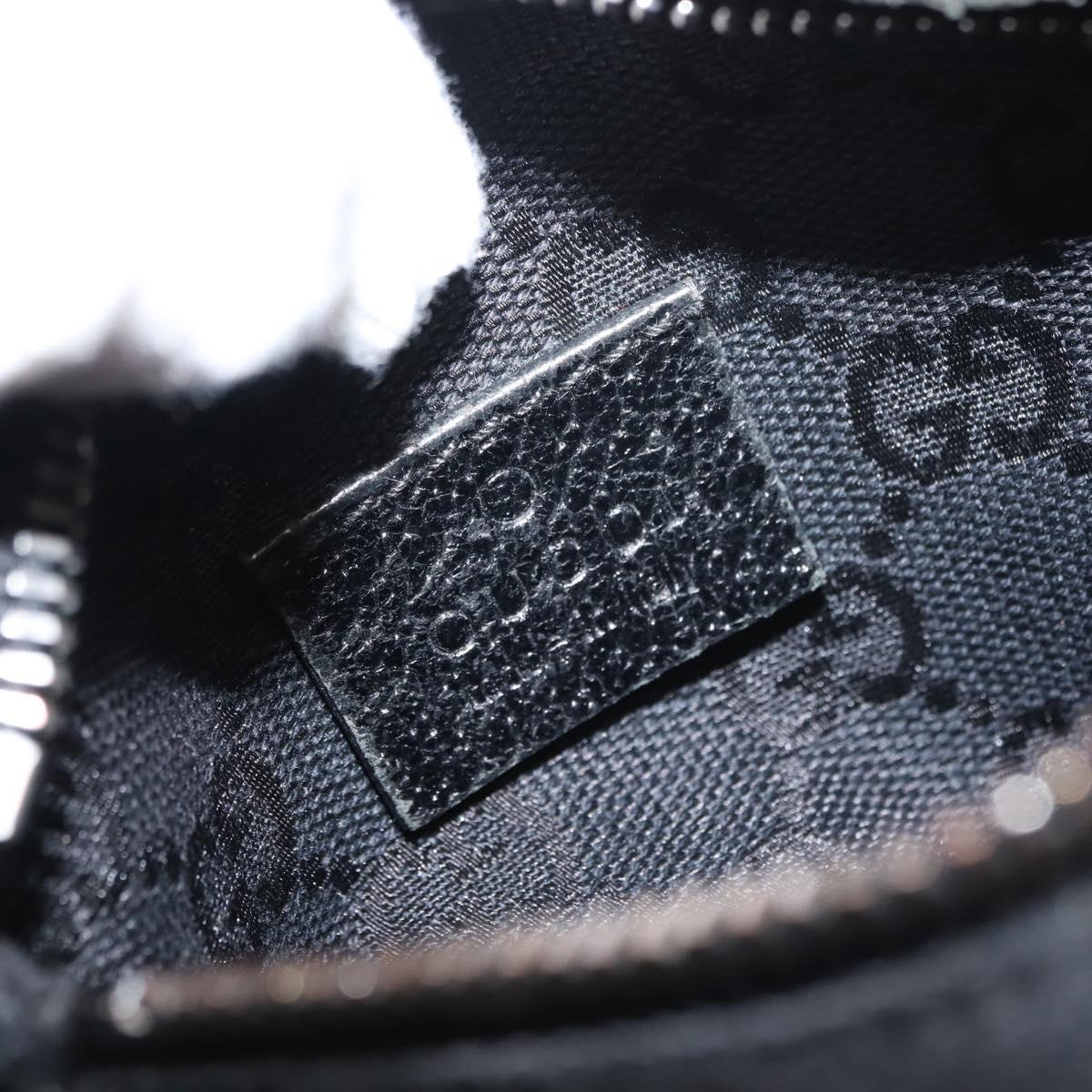 GUCCI GG Canvas Waist bag Black Silver 28566 Auth 148835